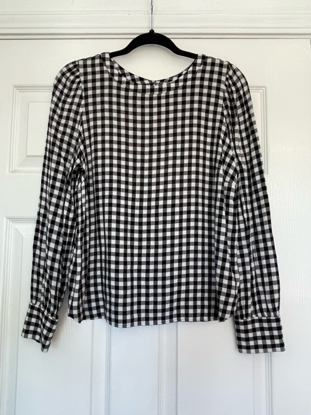 LOFT Black and White Gingham Blouse